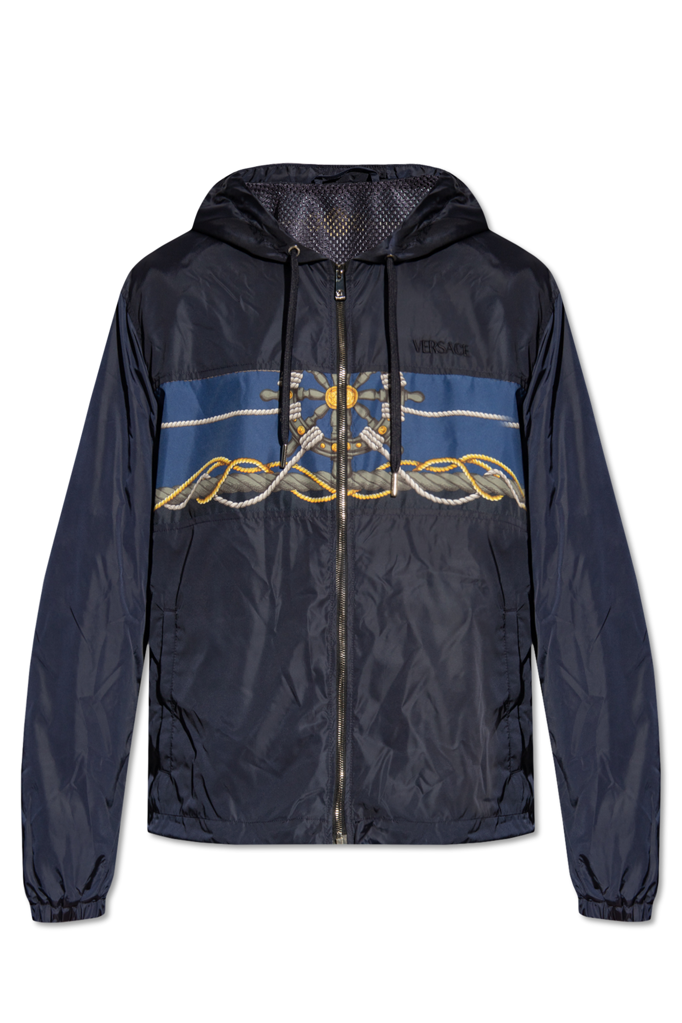 Navy blue Hooded lightweight jacket Versace - Vitkac Canada